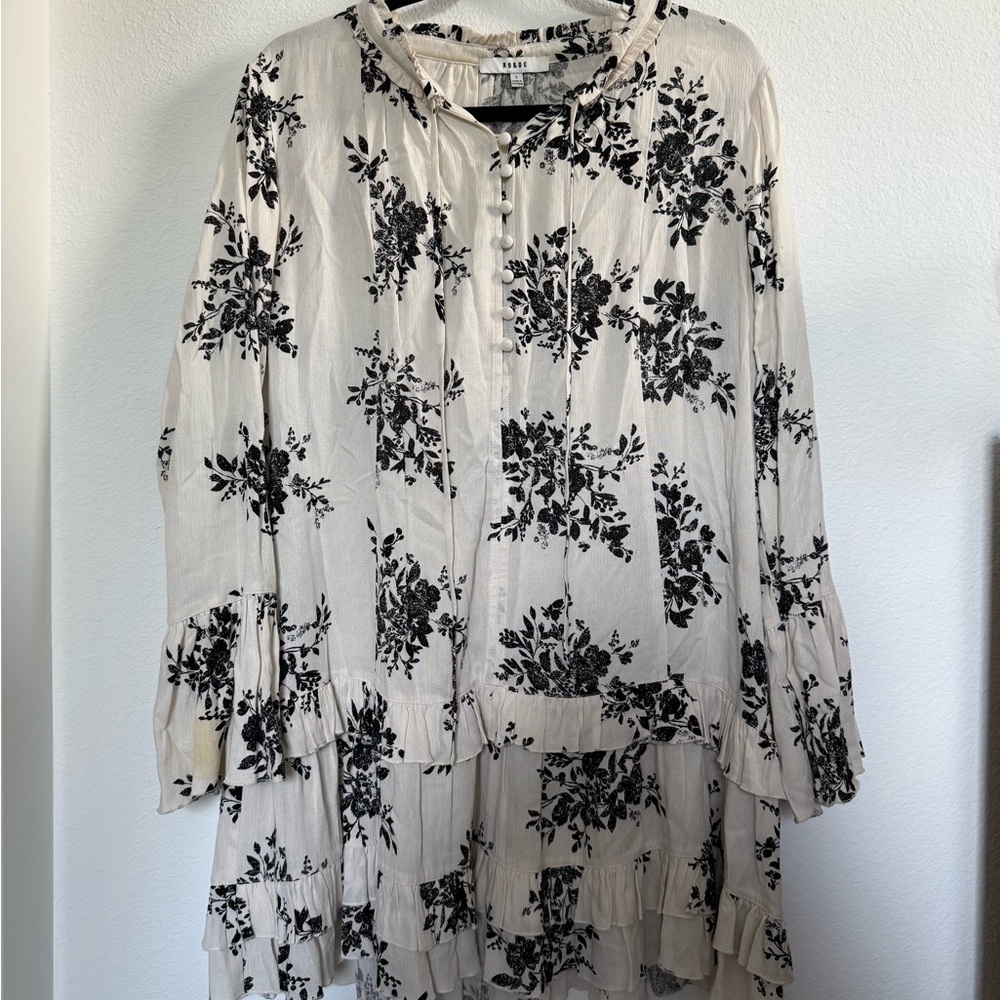 Ro&De Long Sleeve Ruffle Mini Dress